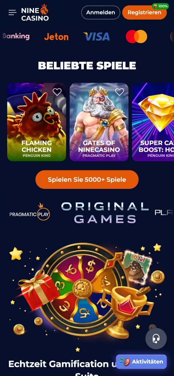 Speicherfreundliche Nine Casino App mit Hintergrundaktualisierung.
