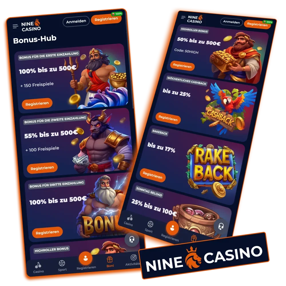 Willkommensbonus von Nine Casino jetzt sichern.