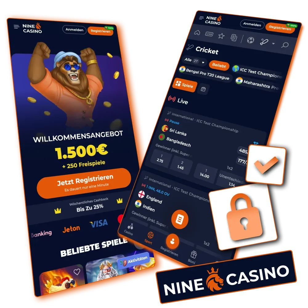 Vertrauliche Datenverarbeitung laut Nine Casino Richtlinien.