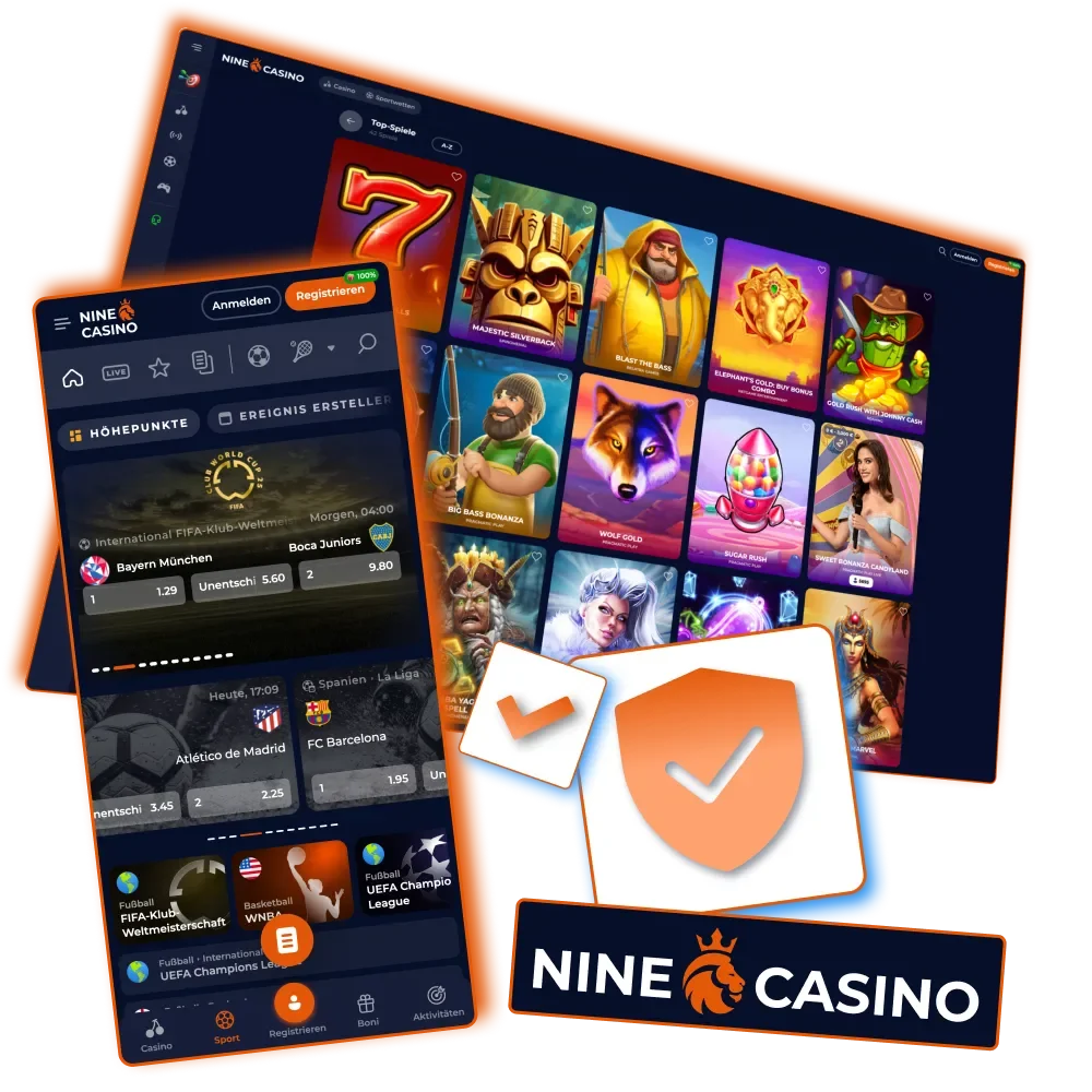 Legales und sicheres Spielangebot bei Nine Casino nutzen.