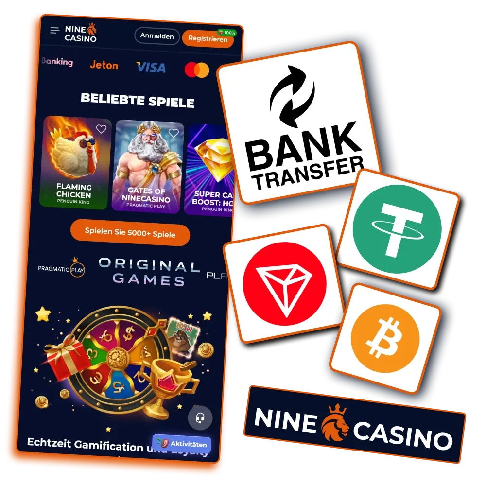 Schnelle Auszahlung bei Nine Casino über verschiedene Methoden.